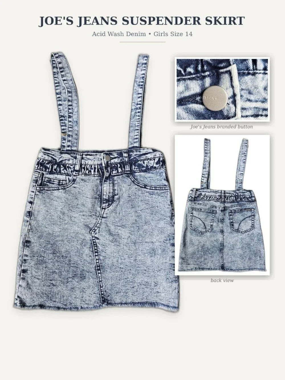 Joe's Jeans Acid Wash Denim Skirt with Suspenders Size 14